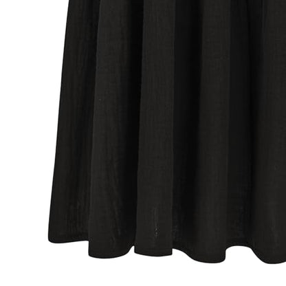 R.Vivimos Womens Summer Cotton Button V Neck Maxi Dress - color: Black, size: Large