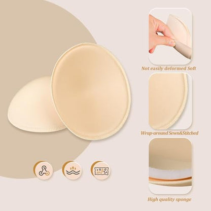 URSMART Round Bra Inserts Pads, Removable and Washable Bra Cups Inserts for Bikinis Top Swimsuit Sport Bra - color: A/B Beige White Black