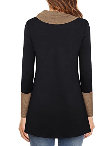 Furnex Women's Long Sleeve Cowl Neck Tunic Top Casual Pullover Sweatshirt - color: Coffee, size: X-Large