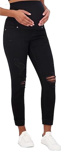 Savi Parker Women’s Maternity Jeans Over The Belly - Pregnancy Clothes for All Seasons, Maternity Pants - color: Black Rinse - 27" Inseam, size: XX-Large