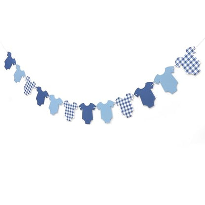 Blue Bodysuit Banner,Baby Shower Decoration Gingham Banner - color: Navy