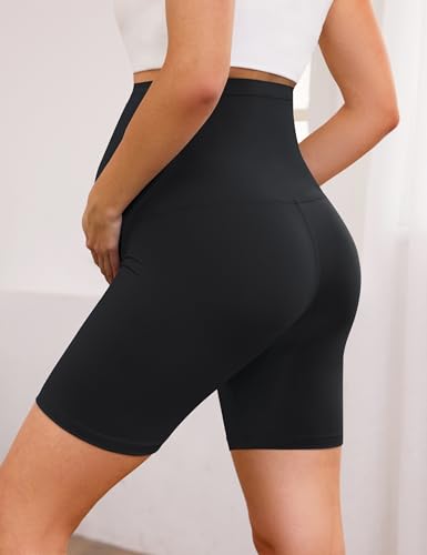 VALANDY Creamlush 4 Pack Comfy Maternity Biker Shorts Over the Belly 5" - color: 4 Packs - Black*4, size: Medium