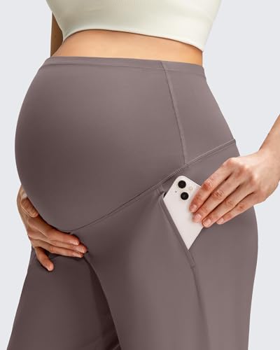 G4Free ShiftReady Maternity Dress Pants Wide Leg Pregnancy Work Tousers - color: Taupe, size: Medium