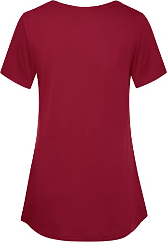 Quinee Women's Casual Button Side Nursing Tops Maternity Breastfeeding Tunic - color: Wine Red, size: Small