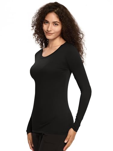 COZYFIT 3 Pack Underscrub Long Sleeve Women, Scrubs Undershirts, Crew Neck - color: Black, size: Small