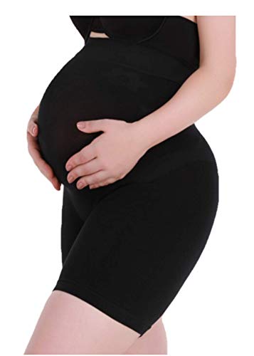 Seamless Maternity Shapewear, Prevent Thigh Chaffing, Pregnancy Belly Support, S-5XL - color: Black, size: Small