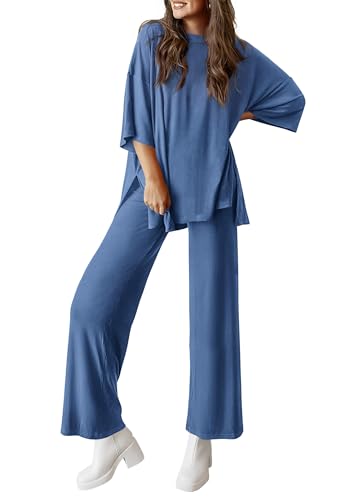 PRETTYGARDEN Two Piece Sets for Women Lounge Matching Set - color: Blue, size: Large