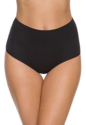 Wealurre Women's Comfort Cotton High Waist Underwear Breathable Soft Tummy Control Bikini Panties Plus Size - color: Blue-5pack, size: Medium