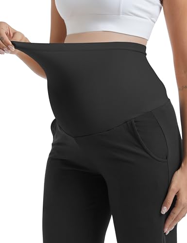 Women's Maternity Pants Wide Leg Trousers - color: 2 Pack Black, size: XX-Large