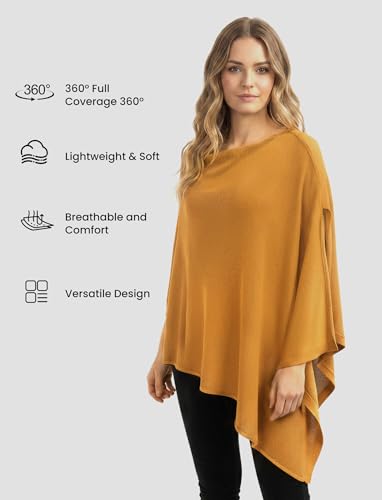 PATPAT Mesh Nursing Cover, Breathable Solid Knit Poncho, Mustard Yellow - color: Mustard Yellow