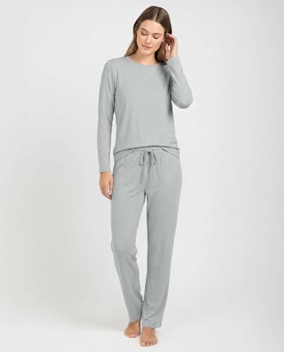 2 Pack Women's Pajama Sets Long Sleeve Sleepwear Comfy Cute Loungewear PJ - color: Set M Black & Dawn Blue, size: Small