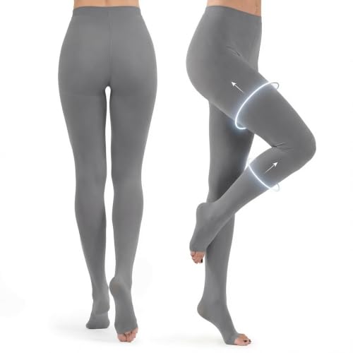 ABSOLUTE SUPPORT Compression Pantyhose 20-30mmHg, Opaque, Grey, 2X-Large - color: Gray, size: 2X-Large