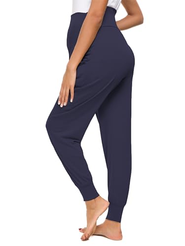 Liu & Qu Women's Maternity Pants Stretchy Sweatpants Jogger with Pockets - color: Black+navy, size: X-Large