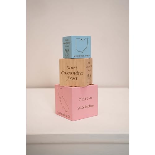 Personalized Baby Birth Block, Custom Newborn Keepsake Gift, Made in USA - color: Blue, size: 3"