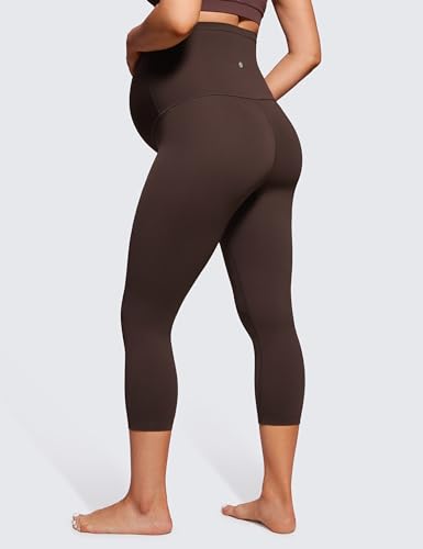 CRZ YOGA Maternity Capris Leggings 21" - color: Hot Fudge Brown, size: X-Large