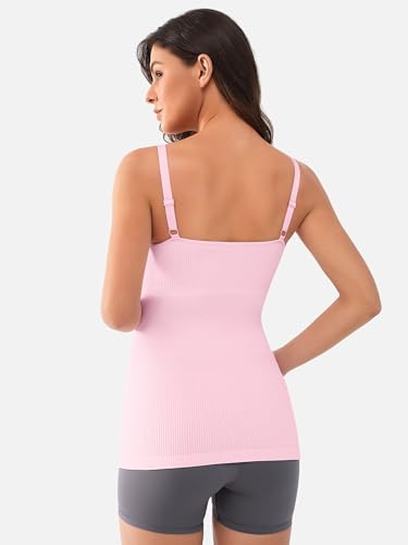 ATTRACO Women's Maternity Tank Tops with Built in Bra Pregnancy Tank - color: A-vitapink, size: X-Large