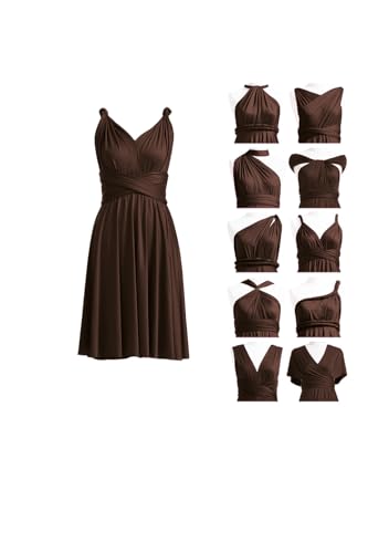 72styles Multi-Way Wrap Short Infinity Dress for Bridesmaids - color: Dark Brown