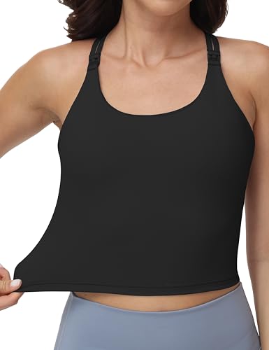 Nursing Tank Tops for Breastfeeding Crop Top - color: Black, size: XX-Large