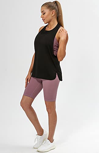 icyzone Women's Racerback High Neck Workout Athletic Yoga Muscle Tank Tops - color: Black, size: Medium