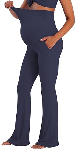 Sunzel Maternity Flare Leggings for Women, Over Belly Yoga Pants - color: Graphite, size: Medium
