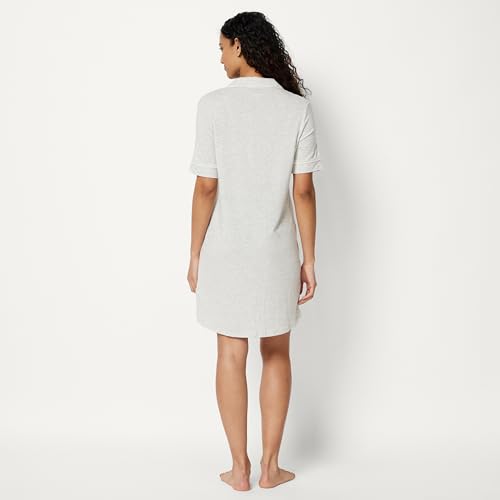 Amazon Essentials Women's Modal-Blend Nightgown, Short Sleeve Button-Down - color: Light Grey Heather, size: XX-Large