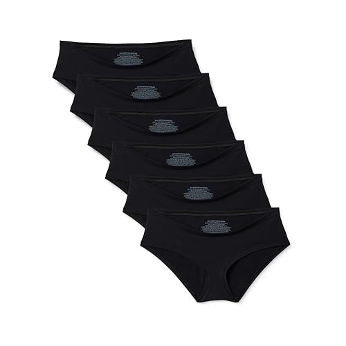 Amazon Essentials Women's Maternity Knickers, Under Bump & Over Bump Styles, Cotton & Microfibre, Pack of 6 - color: Black, size: XX-Small