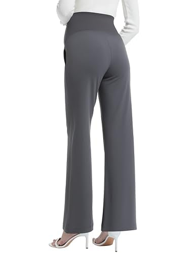 Maternity Pants Work Wide Leg Business Trousers - color: Dark Grey, size: XX-Large