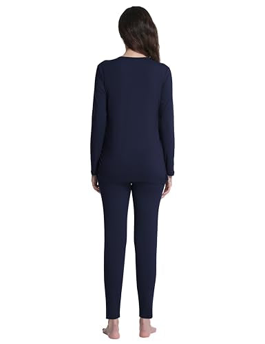 Women's Maternity Pajamas Sets 2 Piece Sleepwear - color: Navy Blue, size: Large