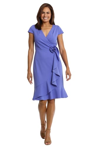 London Times Women's Dresses Feminine Ageless Surplice V-Neck Faux Wrap Ruffle Dress Office Event Shower Guest of - color: Rosette - Very Peri, size: 18