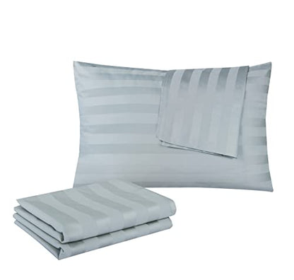 100% Egyptian Cotton King Size Pillow Protectors with Zipper Set of 4 - color: Striped Gray, size: King 4pack