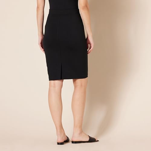 Amazon Essentials Women's Ponte Pull-On Fitted Pencil Skirt, Business Casual, Everyday Wear - color: Black, size: Medium