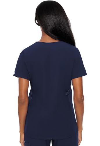 Med Couture Touch Maternity Scrub Top Womens V-Neck 2 Pockets Pregnancy Fit - color: Navy, size: Large