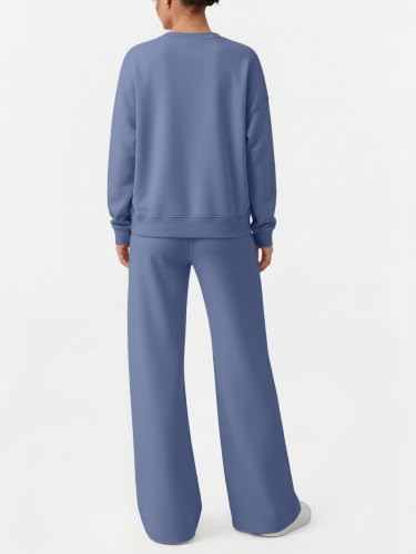 EFAN Womens Sweat Sets 2 Piece Sweatsuits Modal Blend Matching Loungewear - color: Blue, size: Small