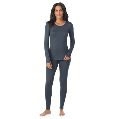 Cuddl Duds Lightweight 2 Piece Active Base Layer Matching Sets for Women - color: Charcoal Grey, size: Medium