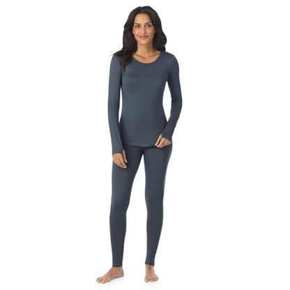 Cuddl Duds Lightweight 2 Piece Active Base Layer Matching Sets for Women - color: Charcoal Grey, size: Medium