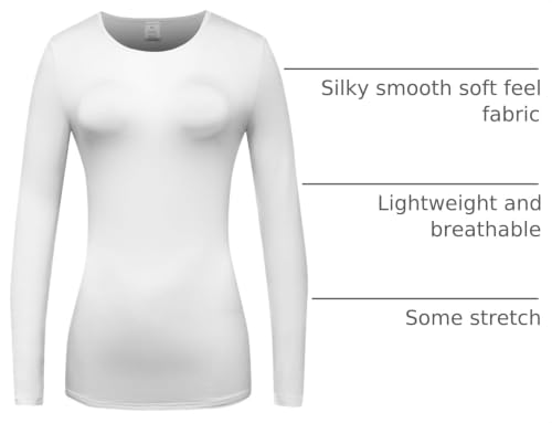 OThread & Co. Women's Long Sleeve T-Shirt Comfy Underscrub Tee Basic Stretch Layer - color: White, size: X-Large