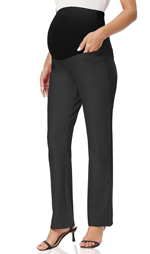 Foucome Women's Maternity Pants Over Belly Dress Work Pants - color: Dark Grey, size: Small
