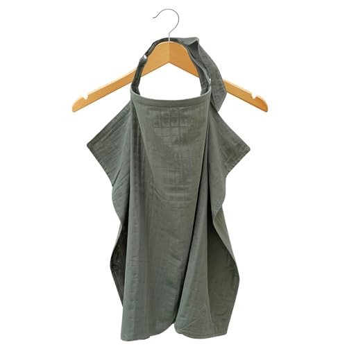 MOZAH 100% Organic Cotton Muslin Nursing Cover for Baby Breastfeeding, Breathable 100% Cotton Breastfeeding Cover with Rigid Hoop for Mother Nursing Apron, Multi-use Carseat Canopy (Roman Green) - color: Roman Green