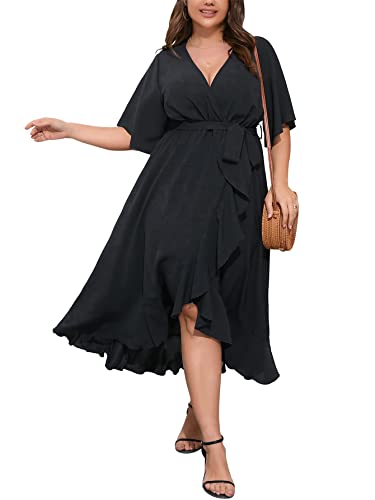 SCOMCHIC Women Plus Size Wedding Guest Maxi Dress - color: Black, size: XX-Large Plus
