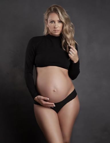 Women's Maternity High Collar Long Sleeves Pullover Tops - color: Black, size: Medium