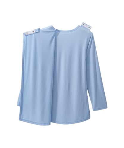 Silverts Women's Adaptive Open Back Long Sleeve Top, Assisted Dressing - color: Baby Blue, size: XX-Large