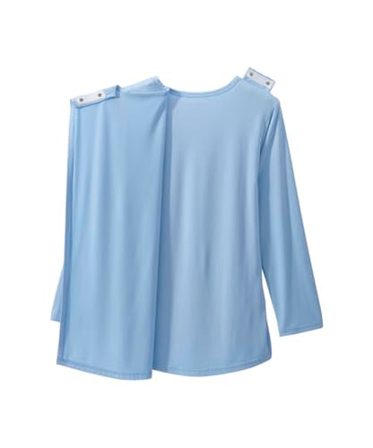 Silverts Women's Adaptive Open Back Long Sleeve Top, Assisted Dressing - color: Baby Blue, size: XX-Large