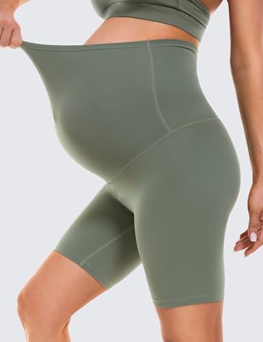 BAYDI Clouduxi Maternity Biker Shorts Over the Belly 6" - color: Grey Olive, size: Medium