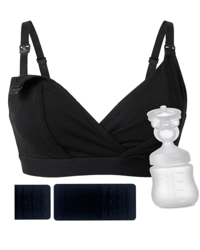 Pumping Bra Hands Free Nursing Bra Adjustable V Neck Holding Breast Pumps - size: Medium