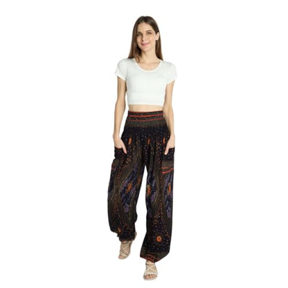 Tranquil Threads High-Waisted Boho Harem Yoga Pants for Women - color: Black Feather, size: X-Large