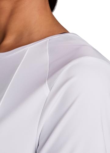 RBX Active Women's Workout Top with Mesh Panels, Breathable Quick Drying Gym Running T-Shirt, with Plus Sizes - color: White, size: Medium