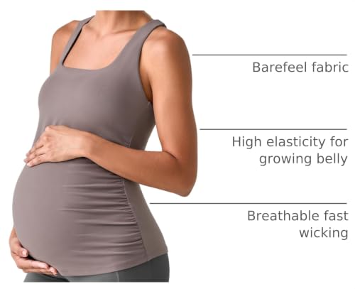 G4Free BareFeel Maternity Tank Tops with Removable Pads Pregnancy Clothes - color: Taupe, size: Medium