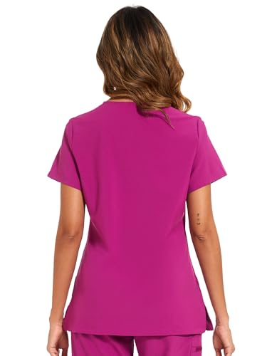 Scrubs Tops for Woman - Soft Stretch, V-Neck Tops - color: Azalea Pink, size: Medium