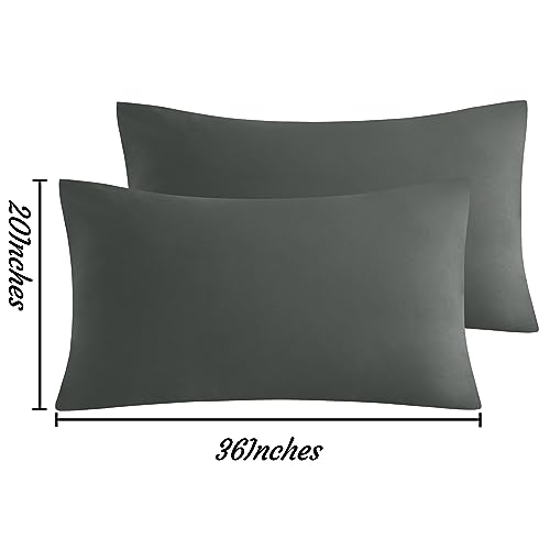 NTBAY King Microfiber Pillowcases, Set of 2, Dark Grey - color: Dark Grey, size: Standard King (20"x36")
