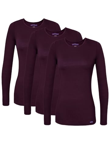 Sivvan 3-Pack Women's Long-Sleeve Comfort Underscrub Tee, Scrubs Undershirts - color: Eggplant, size: X-Small